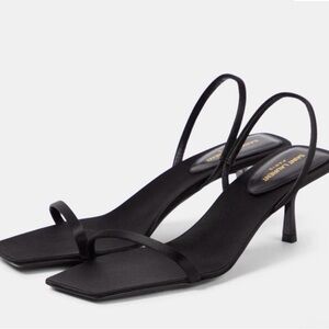 Saint Laurent Elegant Jaspe 55 Black Heels Current Season SZ40 Matte Black Satin